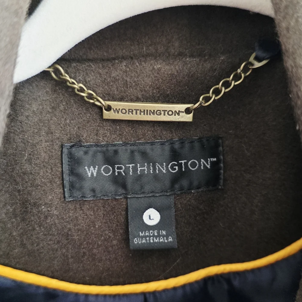 Vintage Worthington Green Double-Breasted Wool Blend Coat Women's Size L